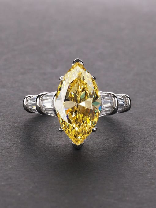 Yellow [R 0381] 925 Sterling Silver Cubic Zirconia Geometric Dainty Band Ring
